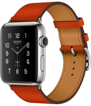 Apple Watch Hermes 42mm Series 2 Stainless Steel Case with Feu Epsom Leather Single Tour (MNQ22)
