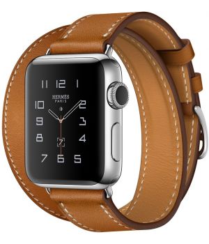 Apple Watch Hermes 38mm Series 2 Stainless Steel Case with Fauve Barenia Leather Double Tour (MNQ92)