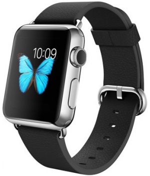 Apple Watch 38mm Stainless Steel Case with Black Classic Buckle (MJ312)