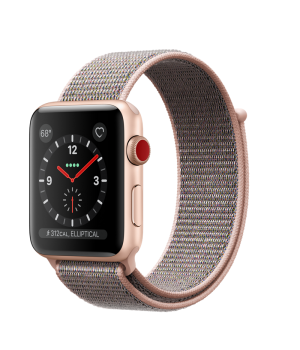 Apple Watch 42mm Series 3 GPS + Cellular Gold Aluminum Case with Pink Sand Sport Loop (MQKT2)