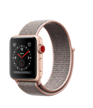 Apple Watch 38mm Series 3 GPS + Cellular Gold Aluminum Case with Pink Sand Sport Loop (MQJU2)