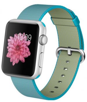 Apple Watch Sport 42mm Silver Aluminum Case with Scuba Blue Woven Nylon (MMFN2)