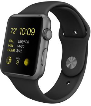 Apple Watch Sport 42mm Space Gray Aluminum Case with Black Sport Band (MJ3T2)