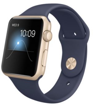Apple Watch Sport 42mm Gold Aluminum Case Midnight Blue Sport Band (MLC72) CPO