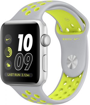 Apple Watch Nike+ 38mm Series 2 Silver Aluminum Case with Flat Silver/Volt Nike Sport Band (MNYP2)