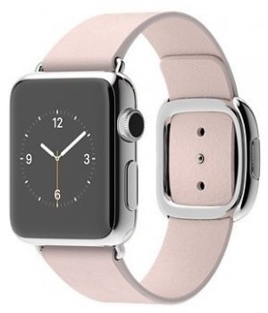 Apple Watch 38mm Stainless Steel Case with Soft Pink Modern Buckle (MJ392)