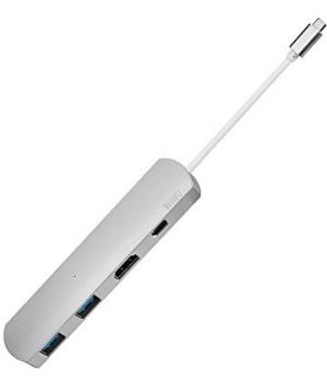 WIWU Adapter T3 Plus USB-C to USB-C/HDMI/2xUSB3.0 HUB Silver (6957815504572)